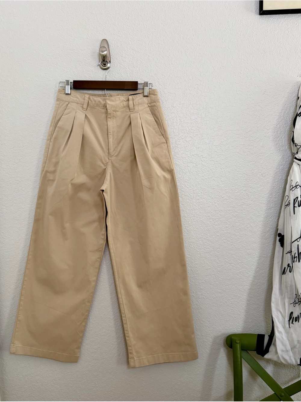 Gap Pleated Wide Khaki Pants Size 4 Petite Tan Wide Leg